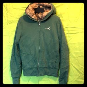Faux Fur Hoodie Hollister sweater shirt XL